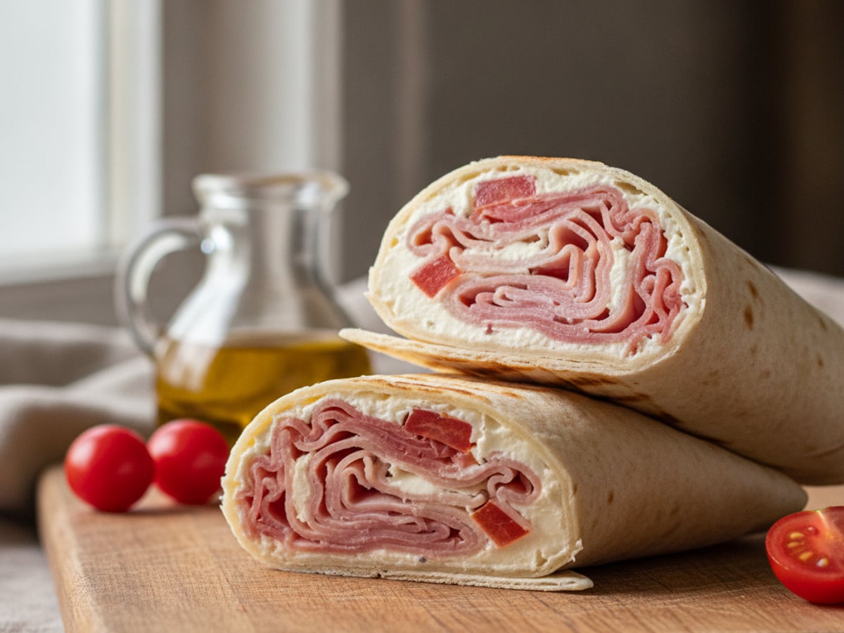 Balinese Wrap Prosciutto — Prosciutto, Philadelphia, cherry tomatoes, EVO oil